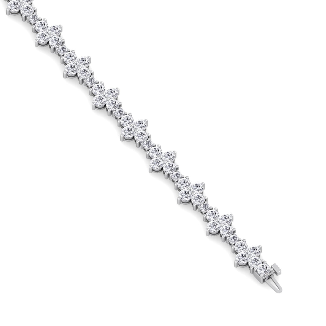 Round Floral Style Natural Diamond Tennis Bracelet WG 4