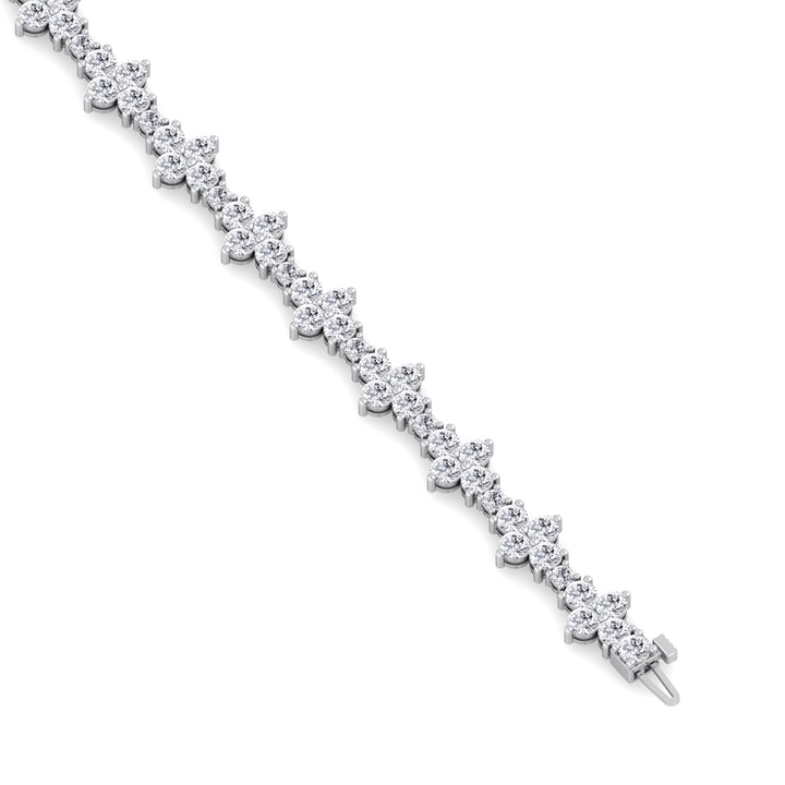 Round Floral Style Natural Diamond Tennis Bracelet WG 4