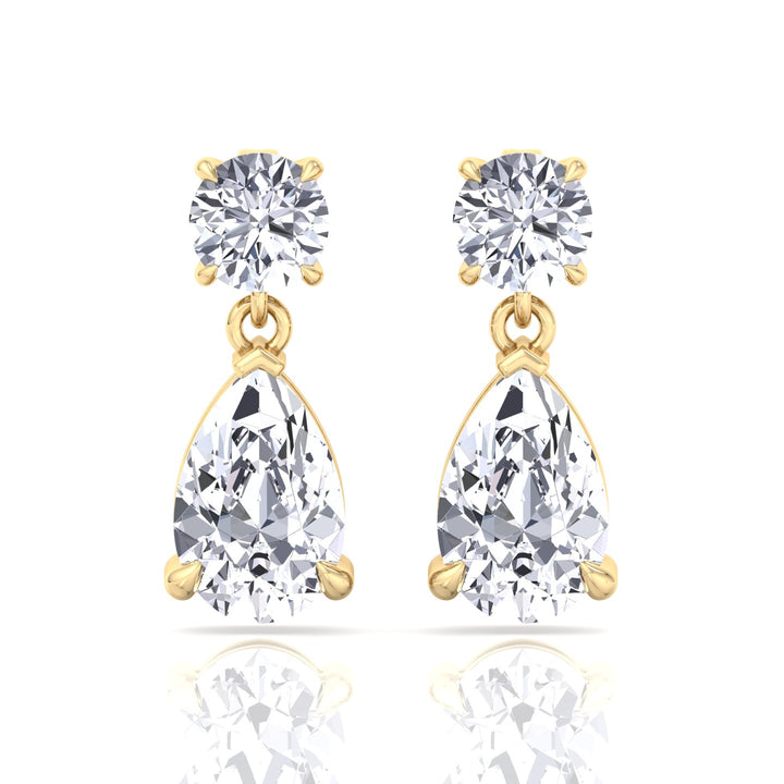 Round and Pear Shape Natural Diamond Drop Earrings
