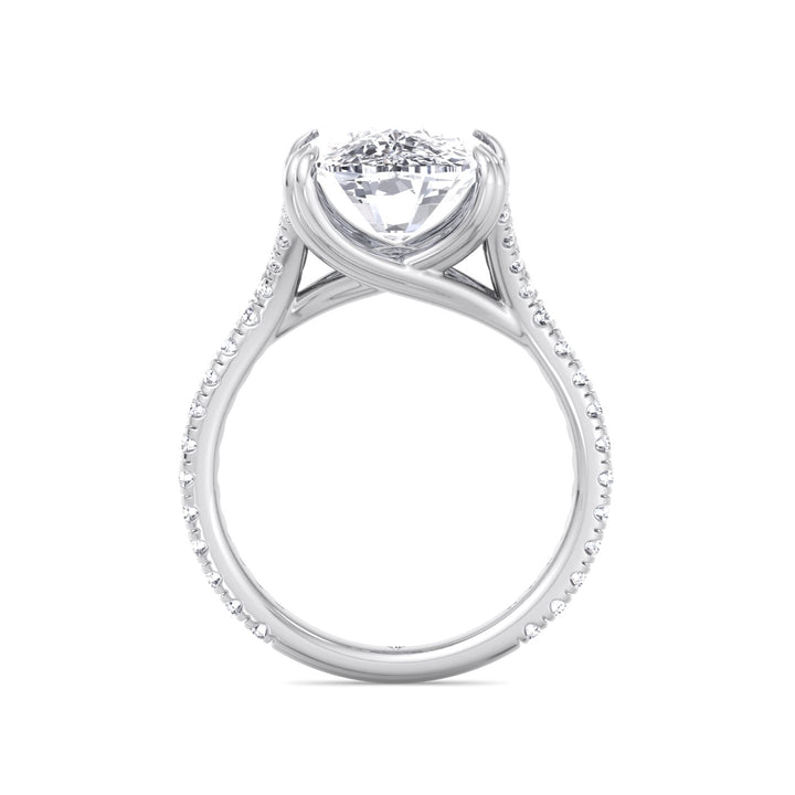 Augusta - Elongated Cushion Shape Double Claw Diamond Engagement Ring with Pave Band
