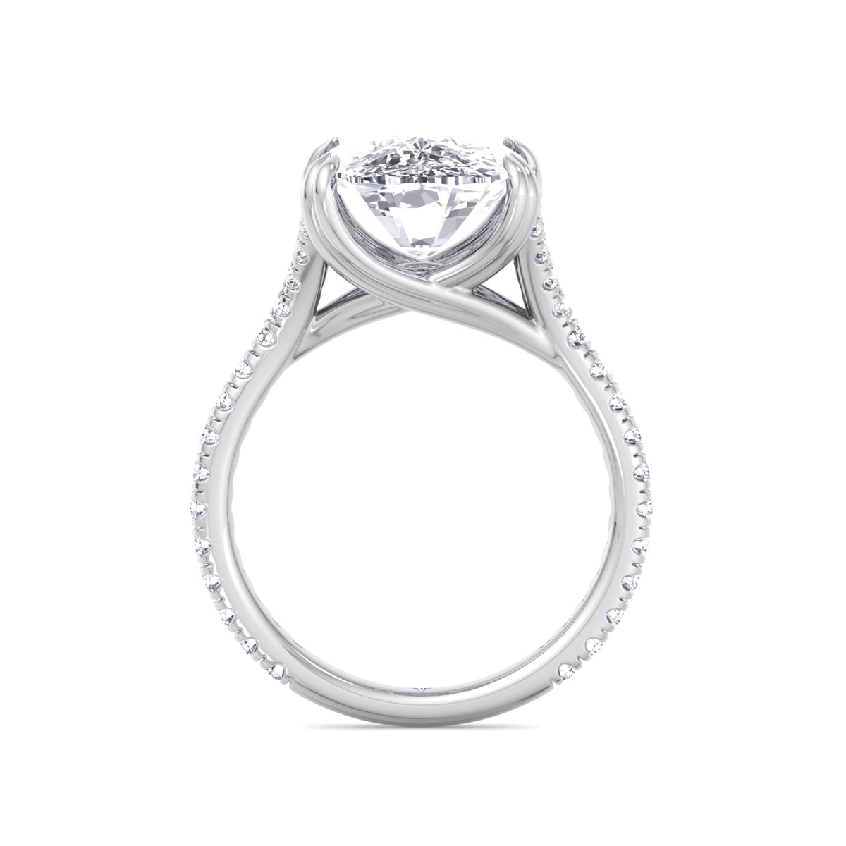 Augusta - Elongated Cushion Shape Double Claw Diamond Engagement Ring with Pave Band - Gem Jewelers Co