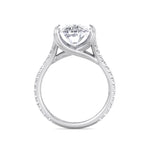 Augusta - Elongated Cushion Shape Double Claw Diamond Engagement Ring with Pave Band - Gem Jewelers Co