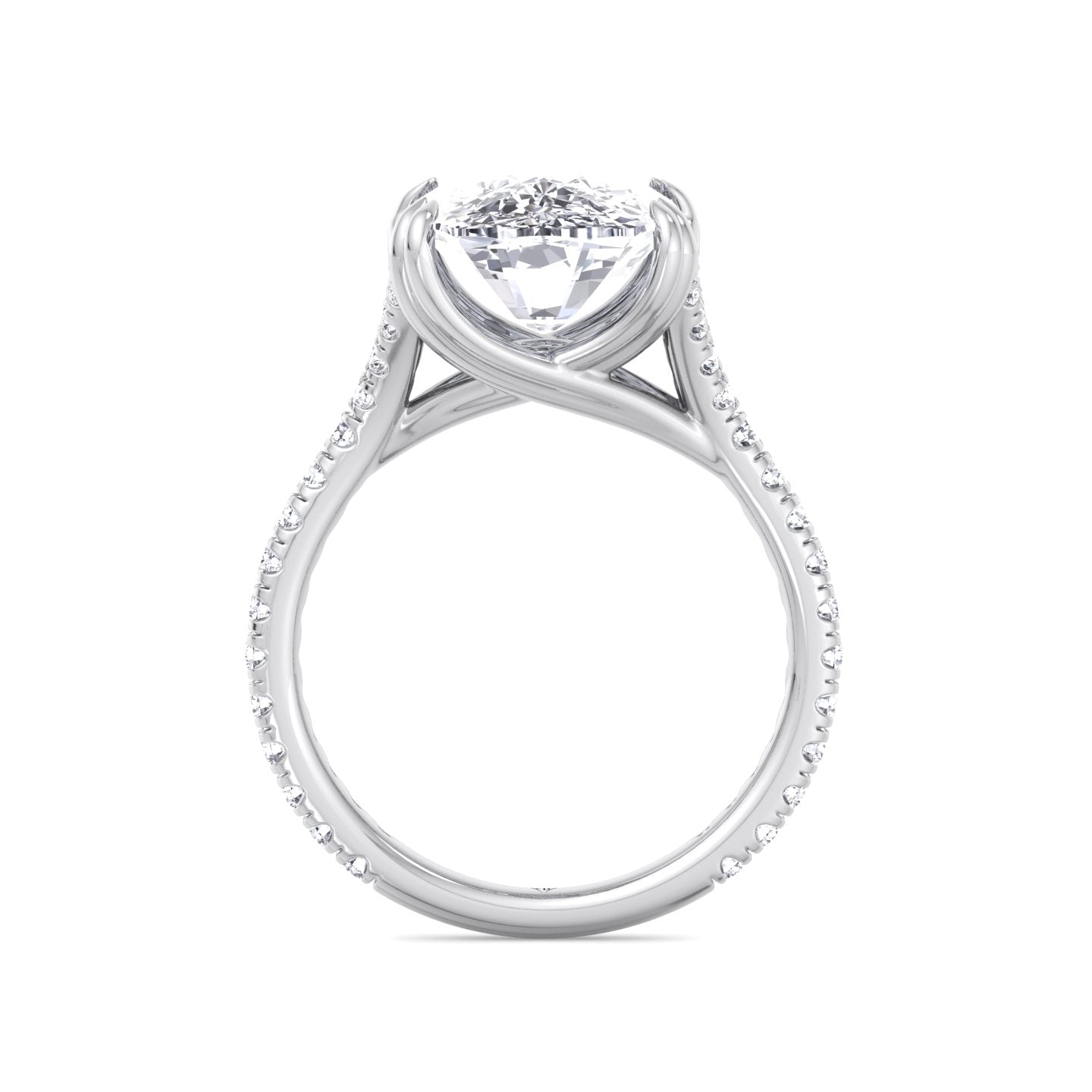 Augusta - Elongated Cushion Shape Double Claw Diamond Engagement Ring with Pave Band - Gem Jewelers Co