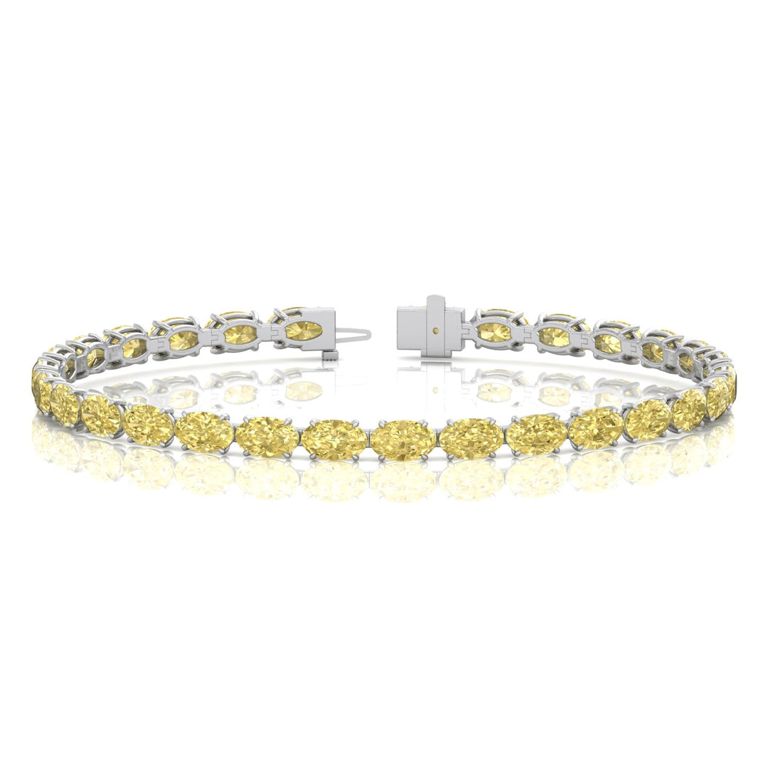 10CT East to West Oval Shape Natural Fancy Yellow Diamond Tennis Bracelet