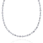 Alternating Emerald and Round Natural Diamond Tennis Necklace White Gold 14K 