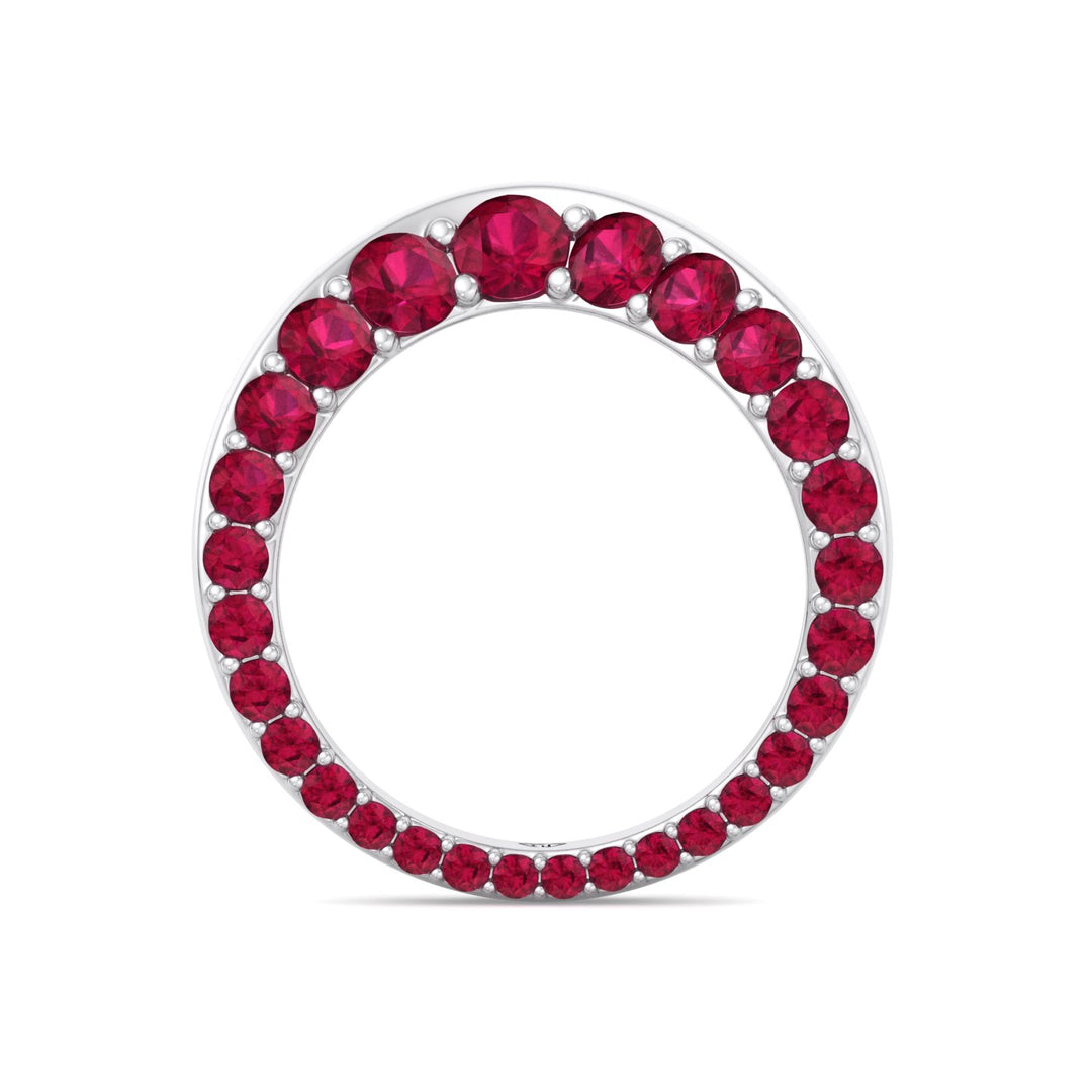 Natural Red Ruby Invisible Halo Eternity Band White Gold 14K 