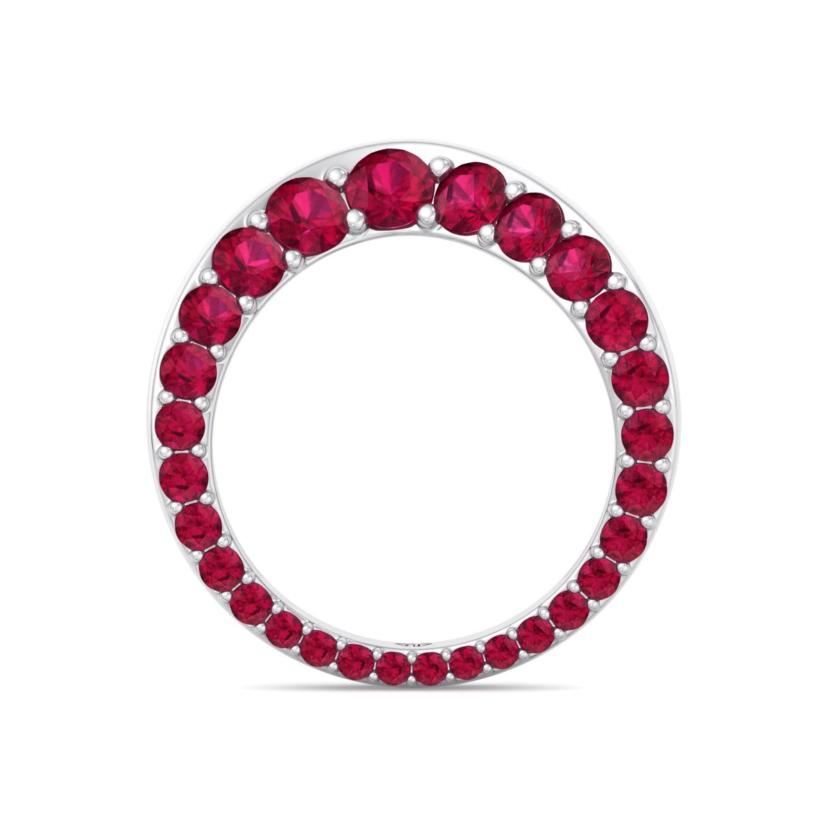 Natural Red Ruby Invisible Halo Eternity Band White Gold 14K 