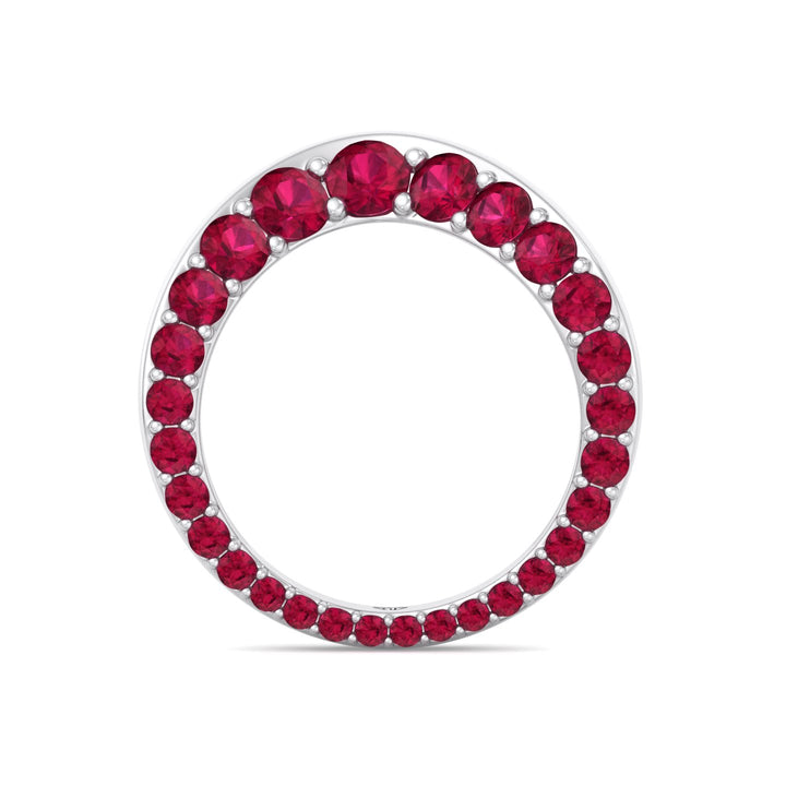 Natural Red Ruby Invisible Halo Eternity Band White Gold 14K 