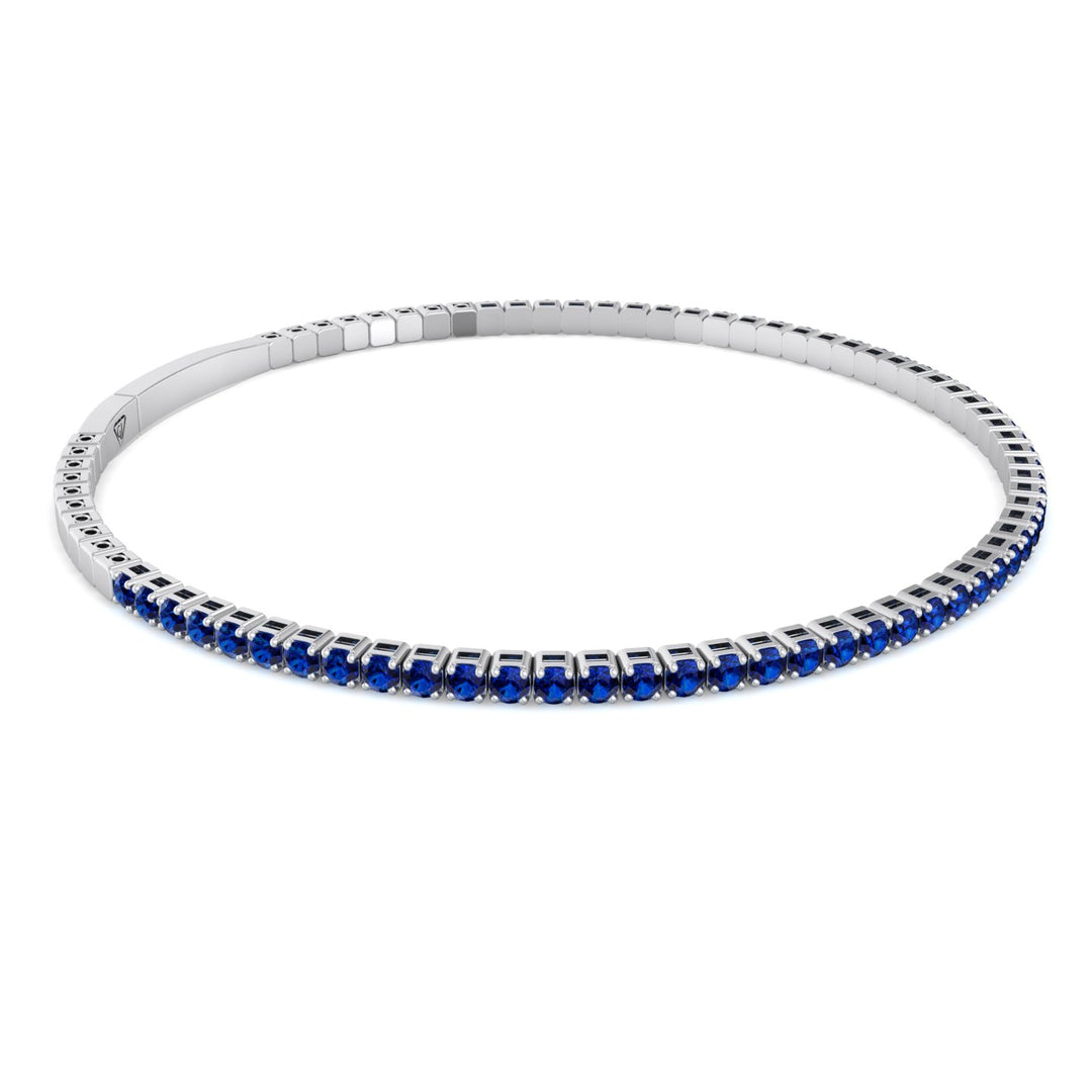 Aurora - Flexible Natural Blue Sapphire Bangle in 14K Solid Gold - Gem Jewelers Co