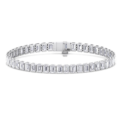 Bezel Set Emerald Shape Diamond Tennis Bracelet