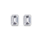 Cheza - Bezel Set Emerald Shape Diamond Studs - Gem Jewelers Co