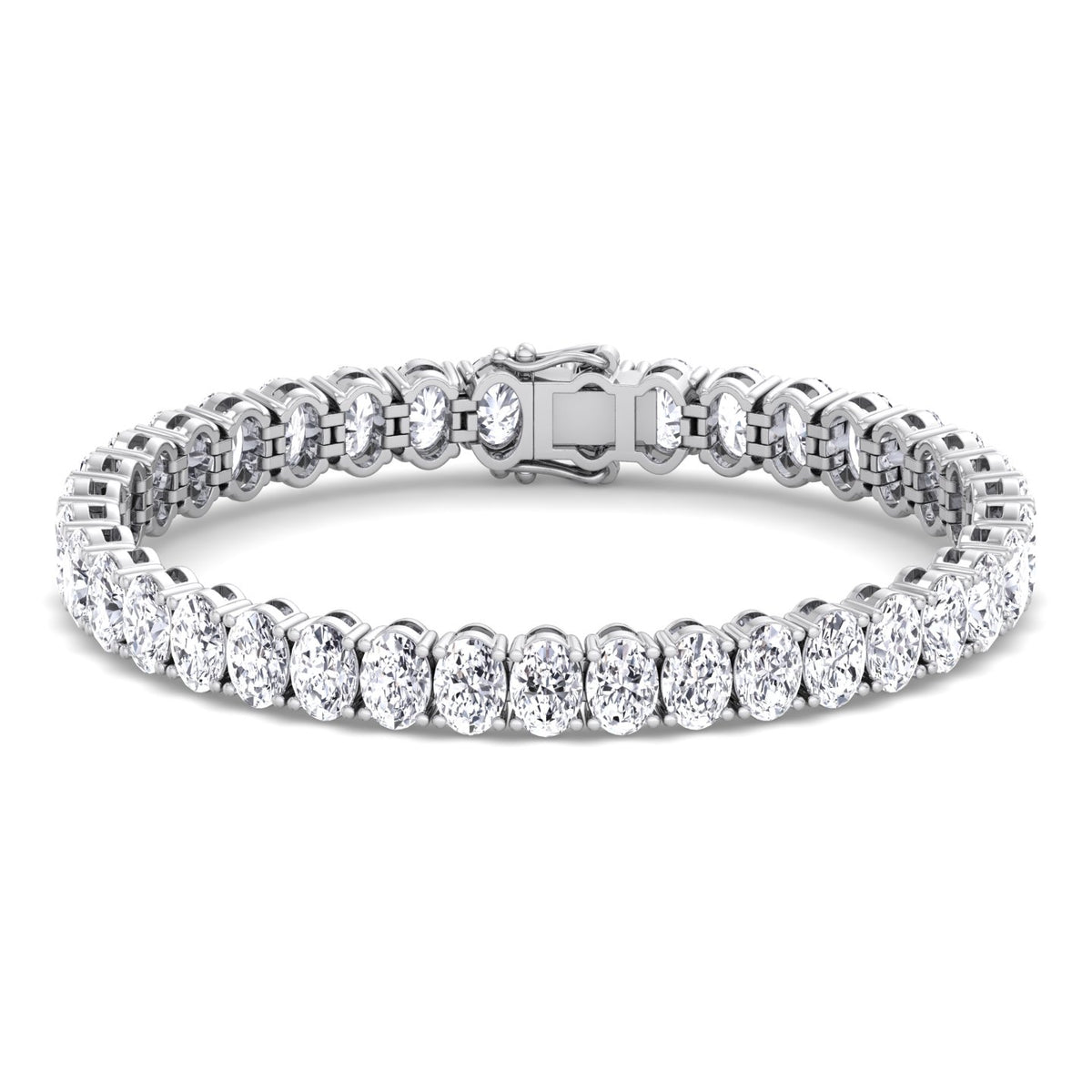 Foothill - 4 Prong Oval Shape Natural Diamond Tennis Bracelet - Gem Jewelers Co