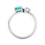 Demi - Toi et Moi Green Emerald & Pear Cut Diamond Engagement Ring - Gem Jewelers Co