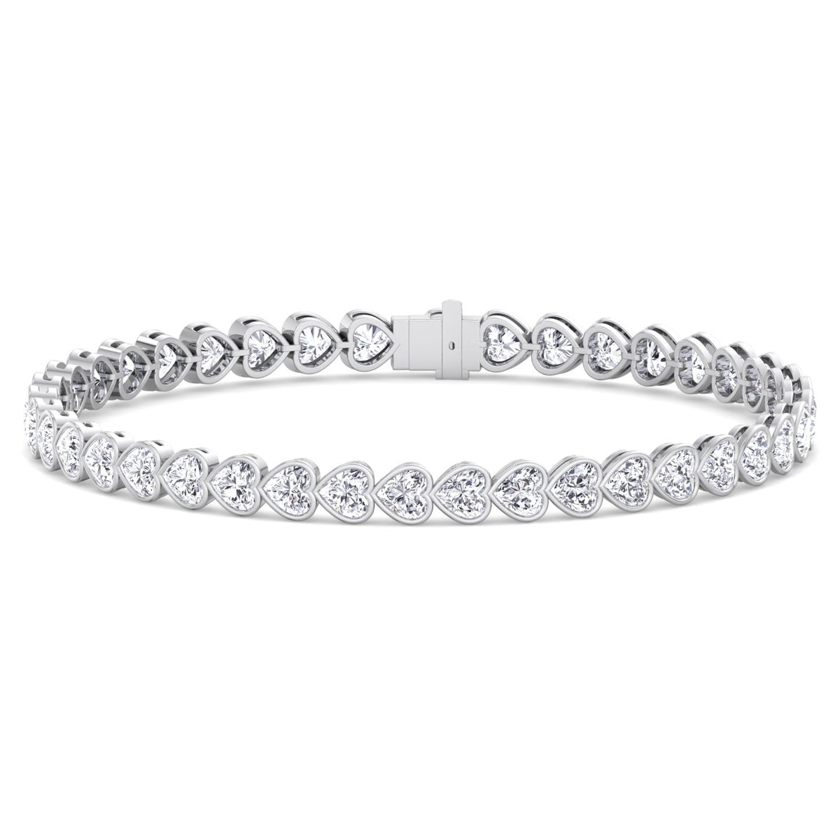 Elaria - East to West Heart Shape Bezel Set Natural Diamond Tennis Bracelet - Gem Jewelers Co