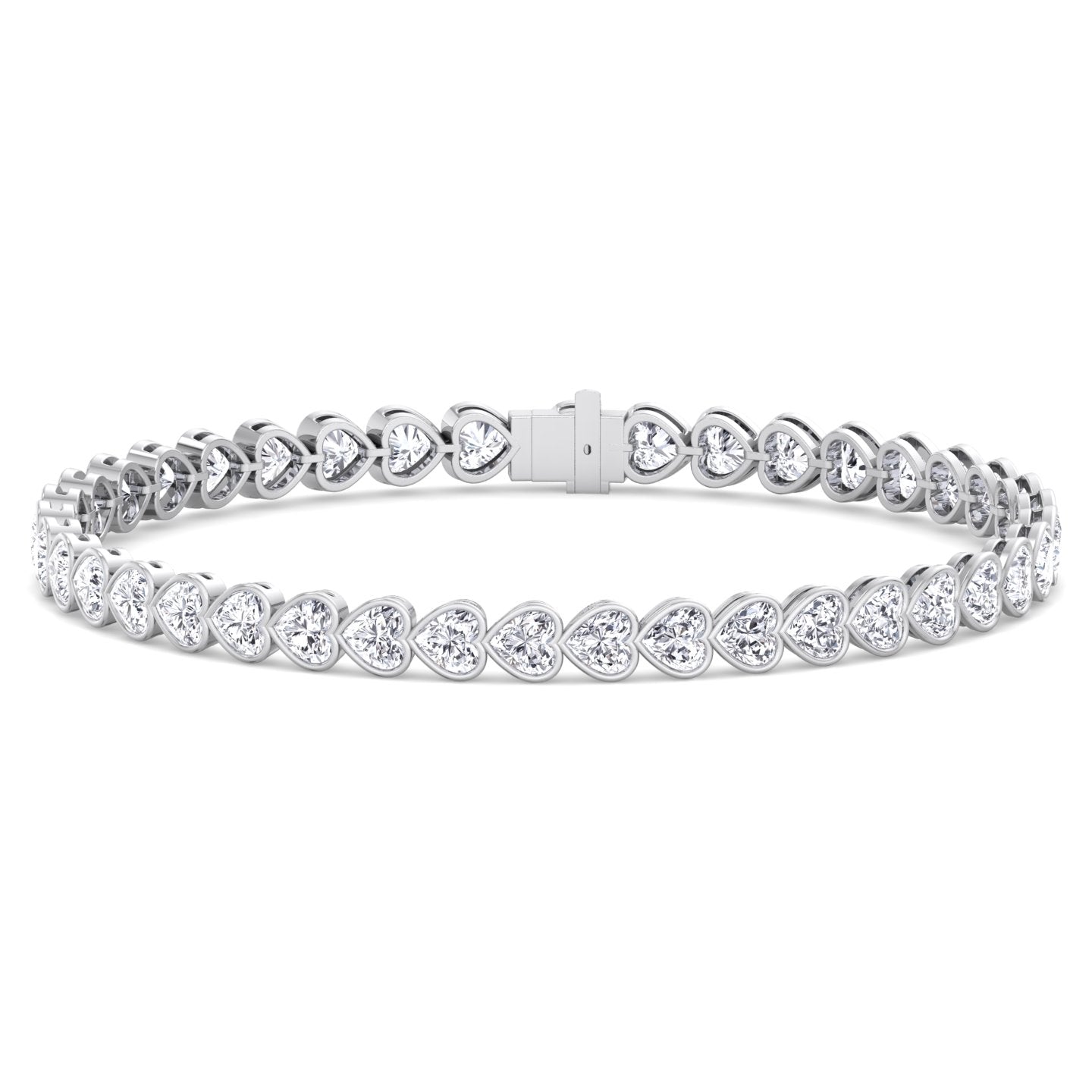 Elaria - East to West Heart Shape Bezel Set Natural Diamond Tennis Bracelet - Gem Jewelers Co