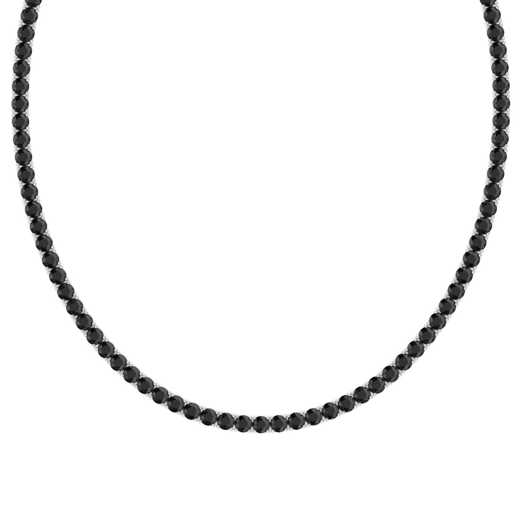Men's Black Diamond Tennis Necklace 14K Solid Gold