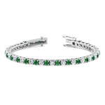 Estelle - Natural Diamond & Emerald Tennis Bracelet - Gem Jewelers Co