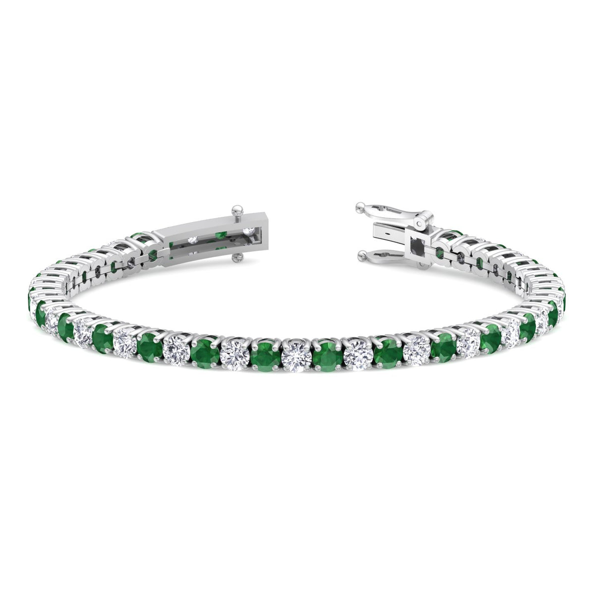 Estelle - Natural Diamond & Emerald Tennis Bracelet - Gem Jewelers Co