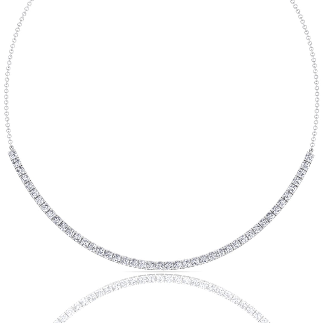 Halfway 4-Prong Natural Diamond Tennis Necklace White Gold 18K