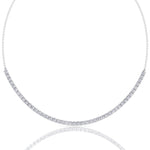Halfway 4-Prong Natural Diamond Tennis Necklace White Gold 18K