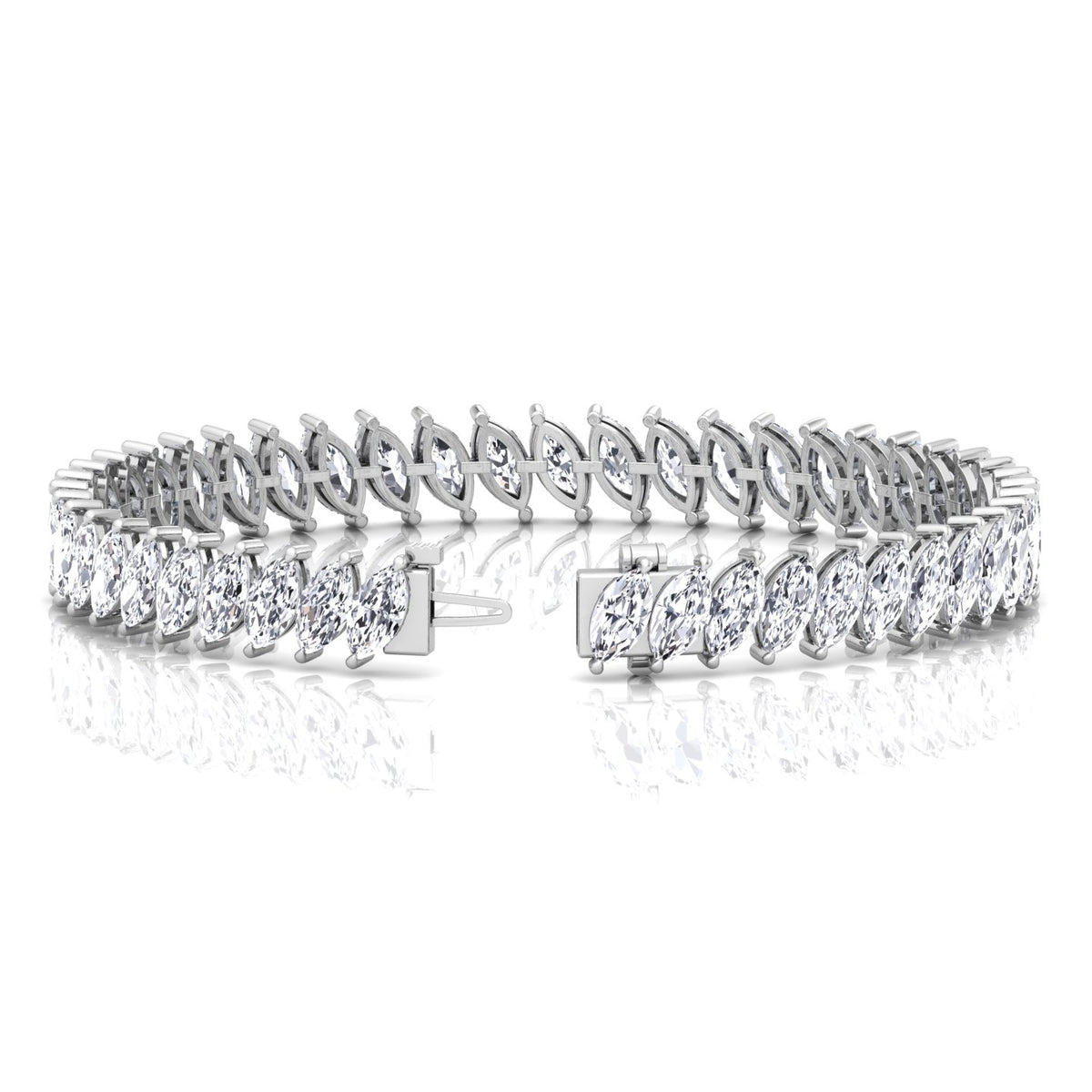 Marquise Cut Natural Diamond Tennis Bracelet 14K Solid Gold