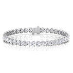 East to West Heart Shape Natural Diamond Tennis Bracelet White Gold    