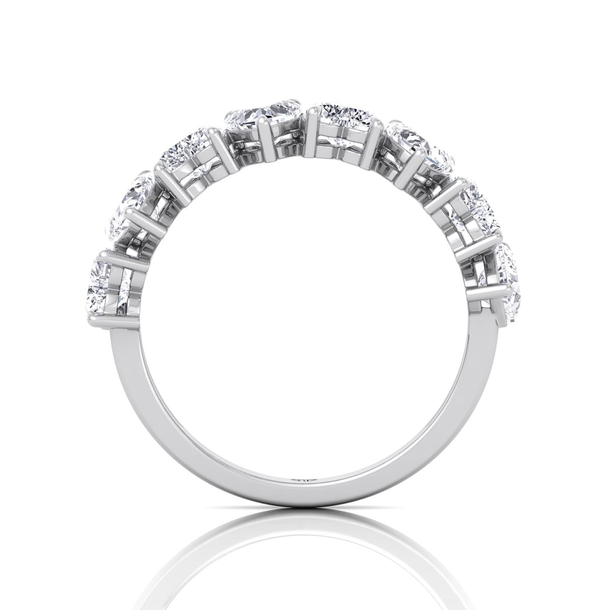 Heart Shape Half Way Natural Diamond Eternity Band White Gold 