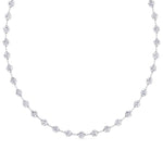 Crown Prong Round Natural Diamond Bar Necklace White Gold  18K