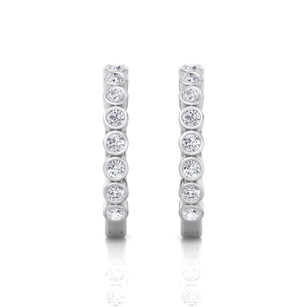 WG Round Shape Natural Diamond Hoop Earrings 4