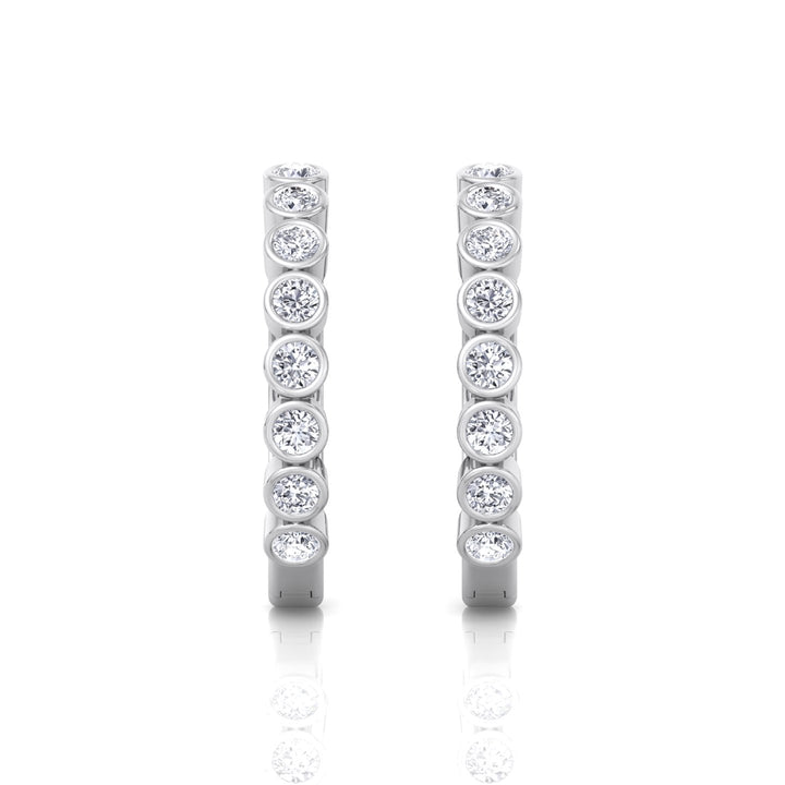 WG Round Shape Natural Diamond Hoop Earrings 4
