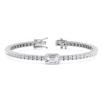 Athena - 7CT T.W Single Stone Emerald Shape Bezel Natural Diamond Tennis Bracelet - Gem Jewelers Co