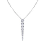 Graduated Natural Diamond Drop Pendant White Gold 14K