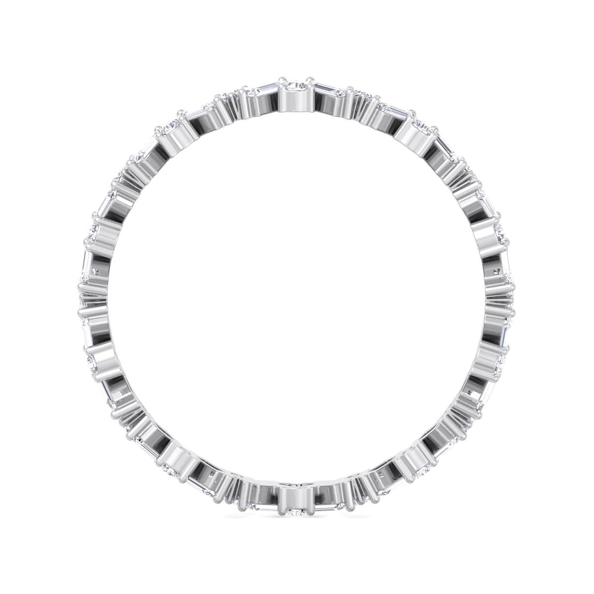 Delfina - Baguette and Round Shape Diamond Offset Band - Gem Jewelers Co