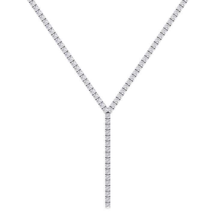 4 Prong Natural Diamond Y Drop Tennis Necklace WG 2