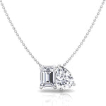 Toi Et Moi Pear & Emerald Cut Natural Diamond Pendant-1CT-2CT-White Gold