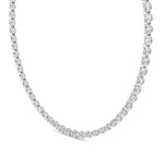 Oval Shape East to West Natural Diamond Tennis Necklace White Gold