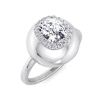 Inez - Bubble Bezel Cushion Shape Halo Diamond Engagement Ring - Gem Jewelers Co