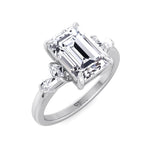 Caterina - Emerald Shape Diamond Engagement Ring With Tapered Baguette Side Stones - Gem Jewelers Co