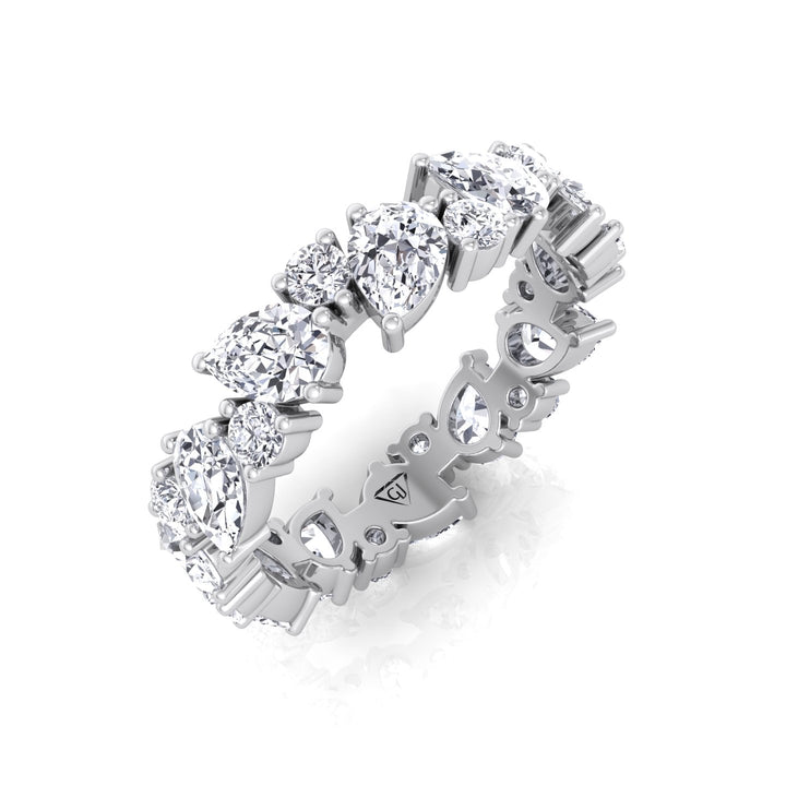 Pear & Round Shape Natural Diamond Cluster Eternity Band