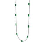 natural-diamond-green-emerald-station-tennis-necklace-14K-white-solid-gold