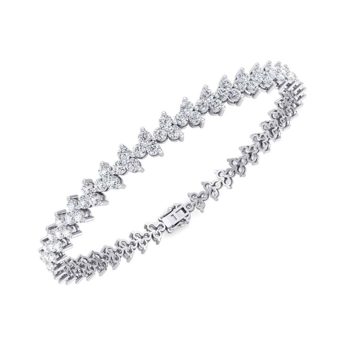 Natural Diamond Trio Tennis Bracelet White Gold 14K 