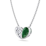 Patriz - Pear Shape Green Emerald and Natural Diamond Pendant Necklace - Gem Jewelers Co
