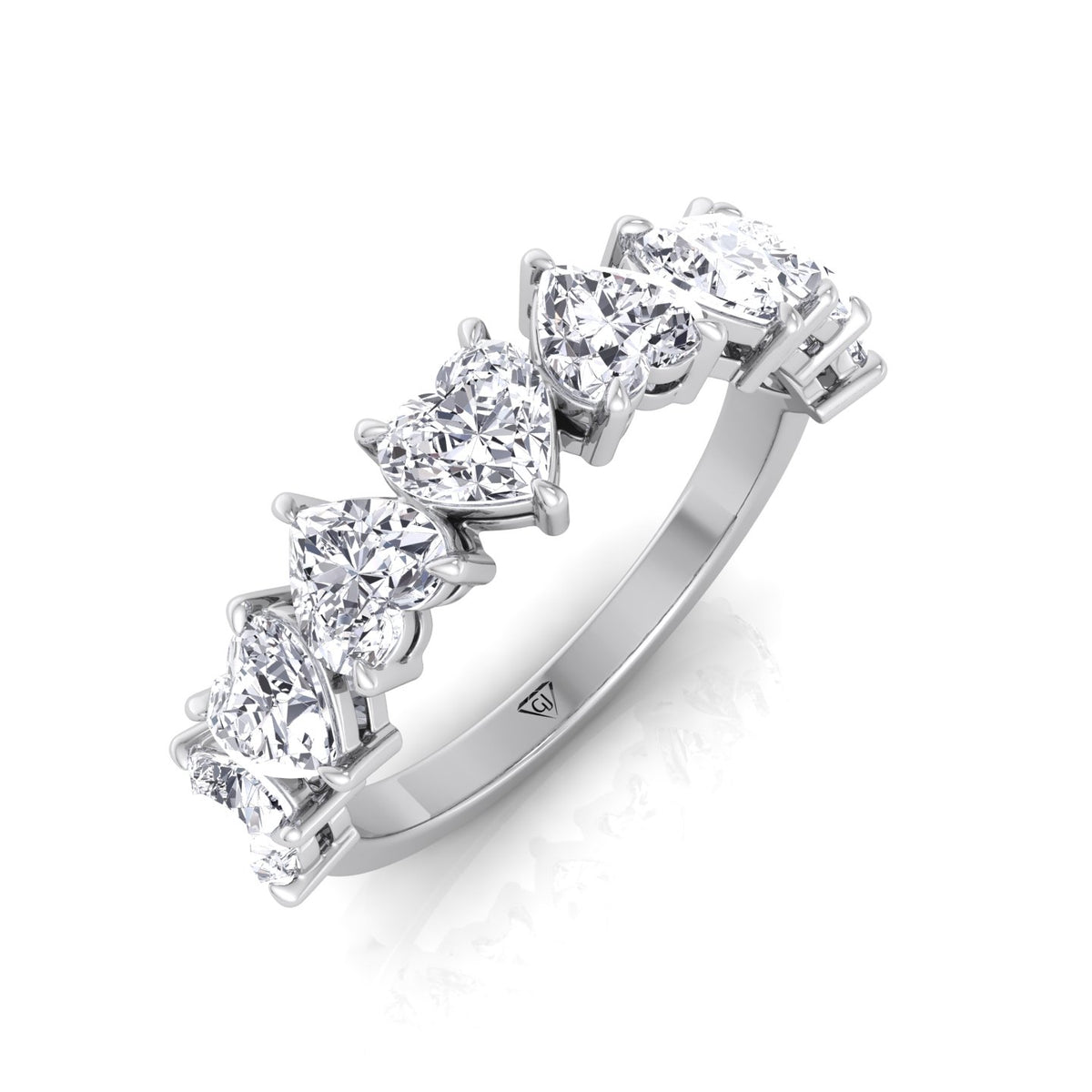 Heart Shape Half Way Natural Diamond Eternity Band White Gold 14K
