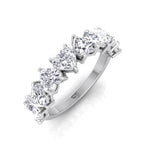 Heart Shape Half Way Natural Diamond Eternity Band White Gold 14K