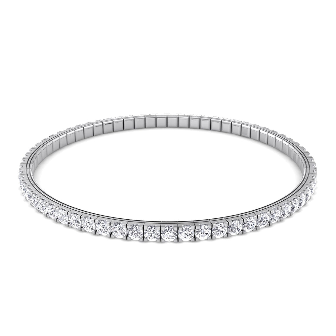 Flexible Tennis Bracelet -14K-3CT-White Gold