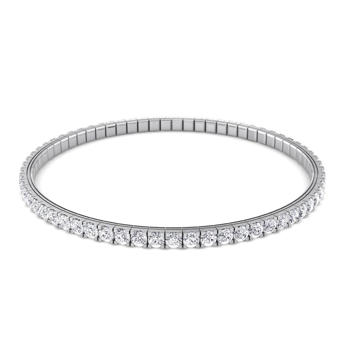 Flexible Tennis Bracelet -14K-3CT-White Gold