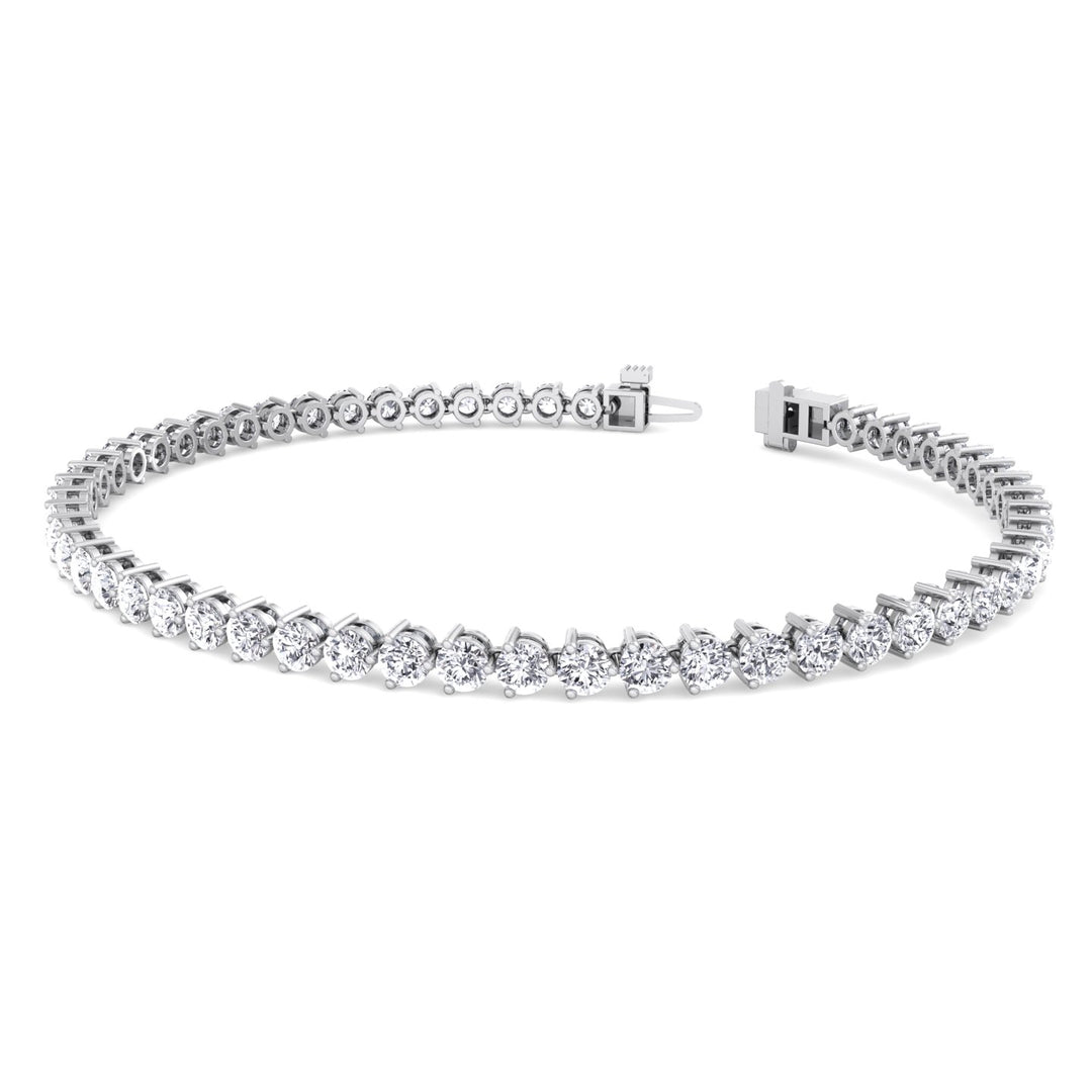 3-Prong Natural Diamond Tennis Bracelet - Martini Style 14K Solid Gold