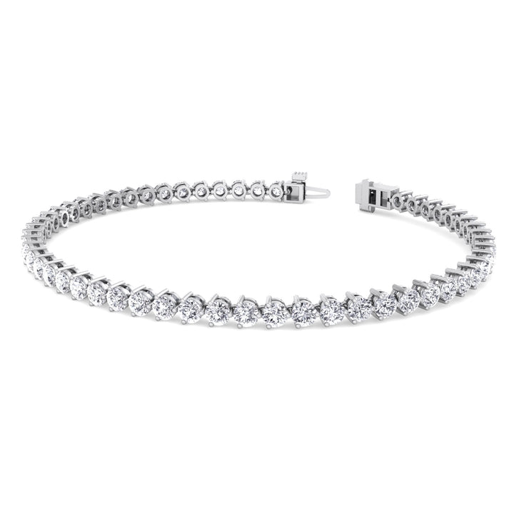 3-Prong Natural Diamond Tennis Bracelet - Martini Style 14K Solid Gold