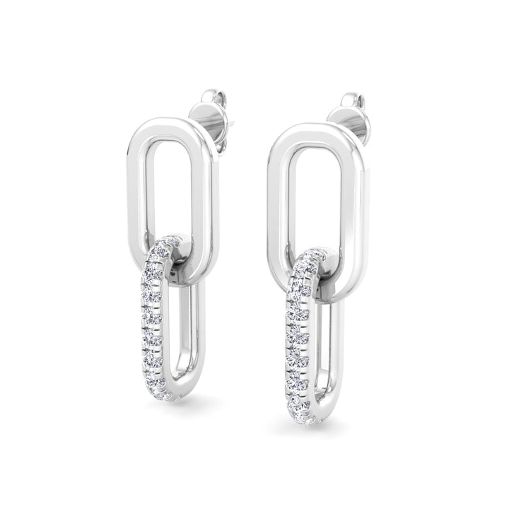 WG Paperclip Chain Lab Grown Diamond Earrings 2