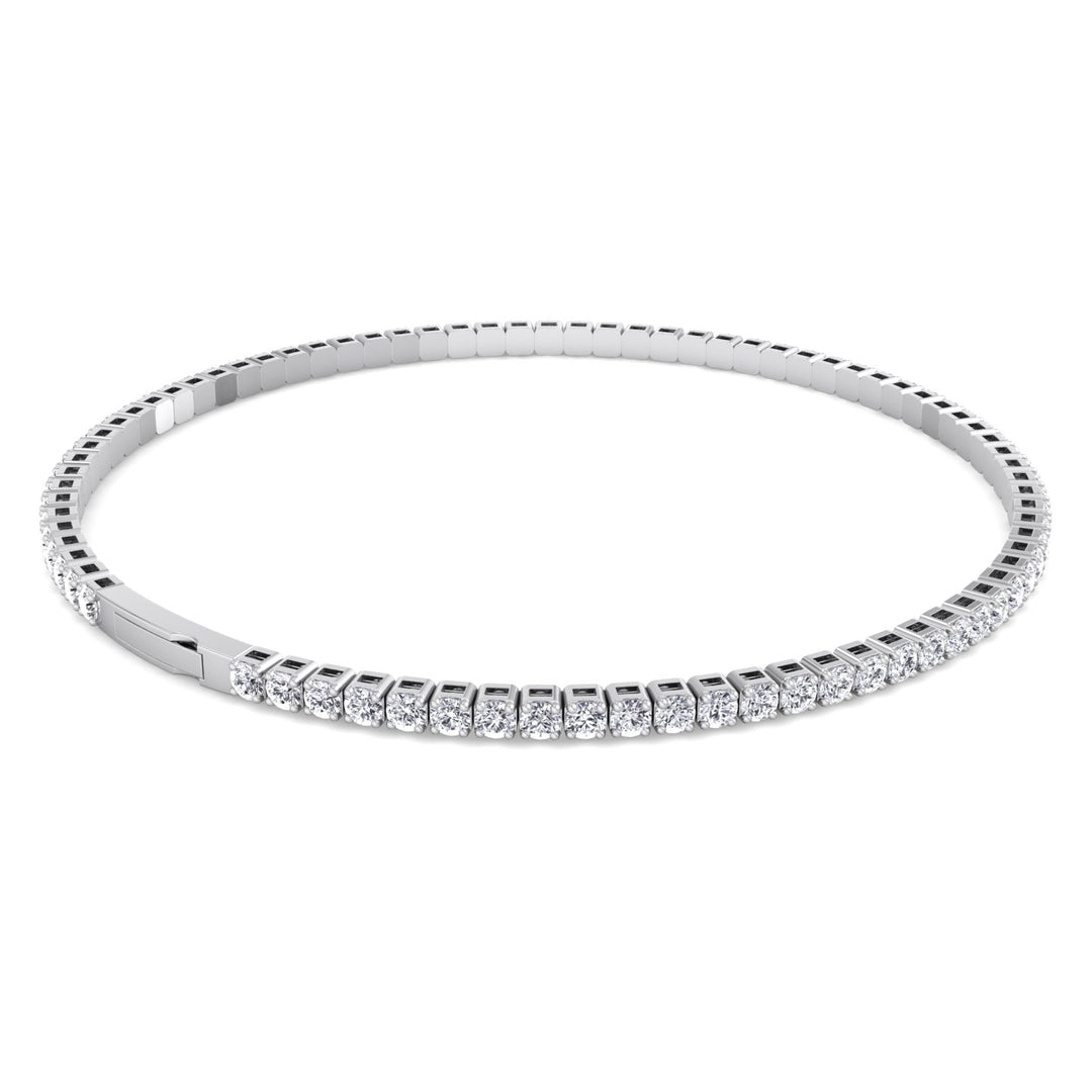 Flexible Natural Diamond Full Bangle in white gold 4CT